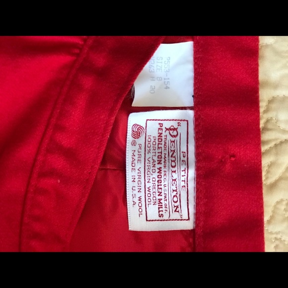 Red Vintage Pendleton Wool Pencil Skirt - Picture 3 of 4